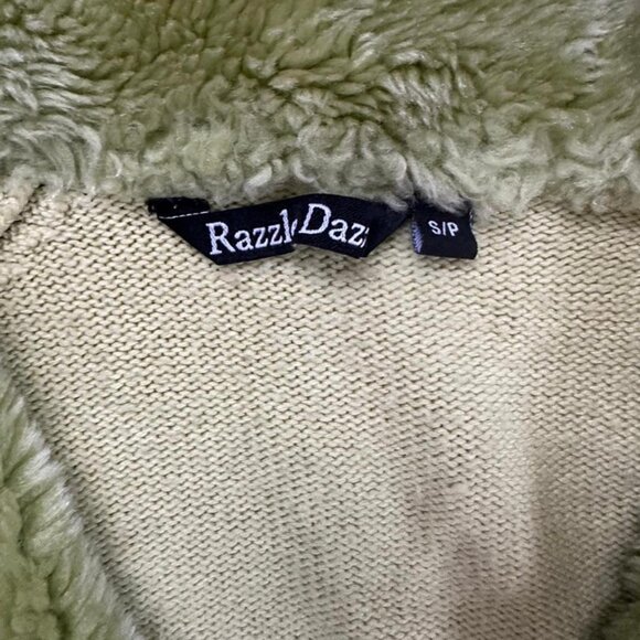 Vintage Y2K Razzle Dazzle Green Faux Fur Collar Cardigan – Made in Korea S - Picture 5 of 8